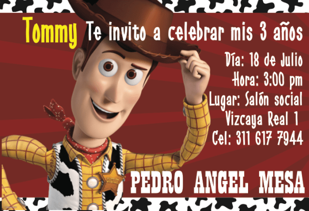 Invitación fiesta Woody